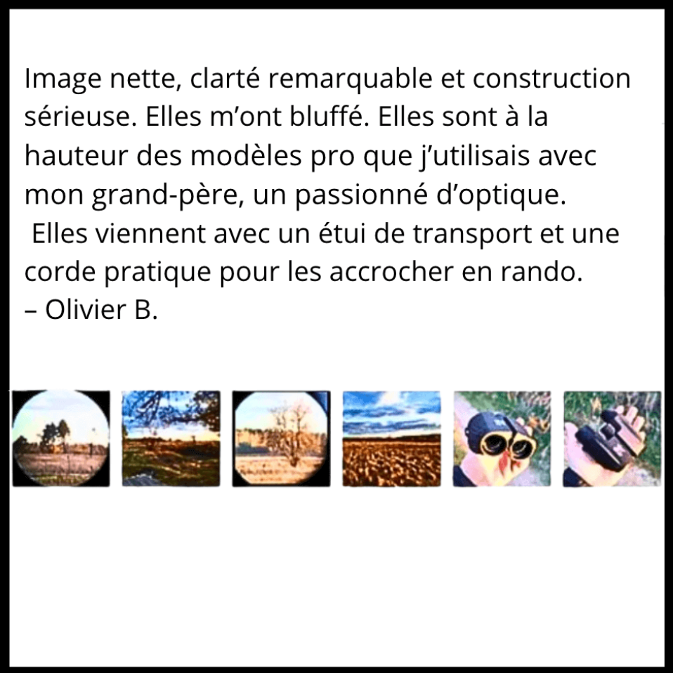 avis : image nette, clarté remarquable et construction sérieuse.